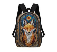 sinyumoney 3D Printed Children Kitsune Stained Glass Fox Rucksacks Fashion Casual Daypack Cute Travel Bags Outdoor Casual Daypack for Boy And Girl 17inch
