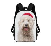 sinyumoney 3D Printed Children Komondor Dog with Santa Hat Portrait Rucksacks Fashion Casual Daypack Cute Travel Bags Outdoor Casual Daypack for Boy And Girl 17inch