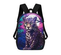 sinyumoney 3D Printed Children Leopard Monnlight Night Rucksacks Fashion Casual Daypack Cute Travel Bags Outdoor Casual Daypack for Boy And Girl 17inch
