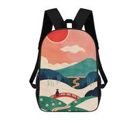 sinyumoney 3D Printed Children Minimalist Japanese Scenery Rucksacks Fashion Casual Daypack Cute Travel Bags Outdoor Casual Daypack for Boy And Girl 17inch