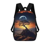 sinyumoney 3D Printed Children Moonlit Desert Solitude Rucksacks Fashion Casual Daypack Cute Travel Bags Outdoor Casual Daypack for Boy And Girl 17inch