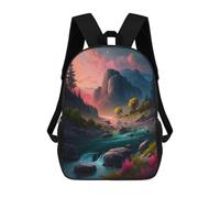 sinyumoney 3D Printed Children Mountain River Sunset Rucksacks Fashion Casual Daypack Cute Travel Bags Outdoor Casual Daypack for Boy And Girl 17inch