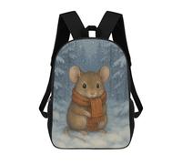 sinyumoney 3D Printed Children Mouse in Winter Scarf Rucksacks Fashion Casual Daypack Cute Travel Bags Outdoor Casual Daypack for Boy And Girl 17inch