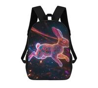 sinyumoney 3D Printed Children Neon Rabbit Rucksacks Fashion Casual Daypack Cute Travel Bags Outdoor Casual Daypack for Boy And Girl 17inch