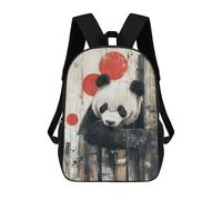 sinyumoney 3D Printed Children Panda with Red Circles Panda Rustic Wall Art Rucksacks Fashion Casual Daypack Cute Travel Bags Outdoor Casual Daypack for Boy And Girl 17inch