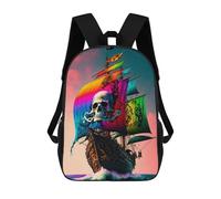 sinyumoney 3D Printed Children Pirate Ship with Rainbow Sails Rucksacks Fashion Casual Daypack Cute Travel Bags Outdoor Casual Daypack for Boy And Girl 17inch