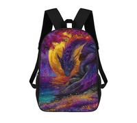 sinyumoney 3D Printed Children Purple Dragon by The Sea Rucksacks Fashion Casual Daypack Cute Travel Bags Outdoor Casual Daypack for Boy And Girl 17inch
