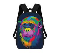 sinyumoney 3D Printed Children Rainbow Monkey Portrait Rucksacks Fashion Casual Daypack Cute Travel Bags Outdoor Casual Daypack for Boy And Girl 17inch