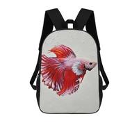 sinyumoney 3D Printed Children Red Betta Fish Painting Rucksacks Fashion Casual Daypack Cute Travel Bags Outdoor Casual Daypack for Boy And Girl 17inch