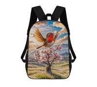 sinyumoney 3D Printed Children Robin Singing in Spring Rucksacks Fashion Casual Daypack Cute Travel Bags Outdoor Casual Daypack for Boy And Girl 17inch