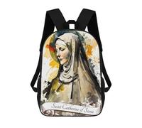 sinyumoney 3D Printed Children Saint Catherine of Siena Rucksacks Fashion Casual Daypack Cute Travel Bags Outdoor Casual Daypack for Boy And Girl 17inch