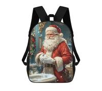 sinyumoney 3D Printed Children Santa Claus Washing Hands Rucksacks Fashion Casual Daypack Cute Travel Bags Outdoor Casual Daypack for Boy And Girl 17inch