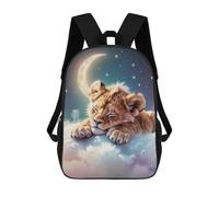 sinyumoney 3D Printed Children Sleeping Lion Cub on Clouds Rucksacks Fashion Casual Daypack Cute Travel Bags Outdoor Casual Daypack for Boy And Girl 17inch