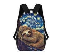 sinyumoney 3D Printed Children Sloth in Starry Night Style Rucksacks Fashion Casual Daypack Cute Travel Bags Outdoor Casual Daypack for Boy And Girl 17inch