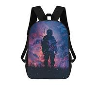 sinyumoney 3D Printed Children Soldier Galaxy Silhouette Rucksacks Fashion Casual Daypack Cute Travel Bags Outdoor Casual Daypack for Boy And Girl 17inch