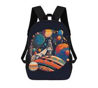 sinyumoney 3D Printed Children Space Explorer's Journey -10 Rucksacks Fashion Casual Daypack Cute Travel Bags Outdoor Casual Daypack for Boy And Girl 17inch