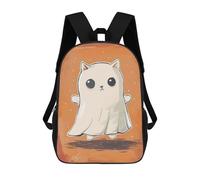 sinyumoney 3D Printed Children Spooky Halloween Cat Ghost Rucksacks Fashion Casual Daypack Cute Travel Bags Outdoor Casual Daypack for Boy And Girl 17inch