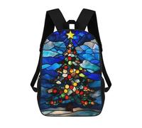 sinyumoney 3D Printed Children Stained Glass Christmas Tree Rucksacks Fashion Casual Daypack Cute Travel Bags Outdoor Casual Daypack for Boy And Girl 17inch