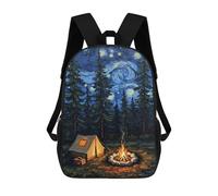 sinyumoney 3D Printed Children Starry Night Camping Adventure Painting Rucksacks Fashion Casual Daypack Cute Travel Bags Outdoor Casual Daypack for Boy And Girl 17inch