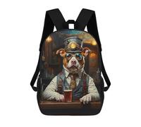 sinyumoney 3D Printed Children Steampunk Beer Pitbull 2 Rucksacks Fashion Casual Daypack Cute Travel Bags Outdoor Casual Daypack for Boy And Girl 17inch