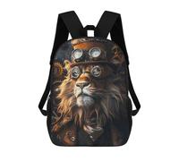 sinyumoney 3D Printed Children Steampunk Lion Animal Rucksacks Fashion Casual Daypack Cute Travel Bags Outdoor Casual Daypack for Boy And Girl 17inch