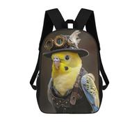 sinyumoney 3D Printed Children Steampunk Parakeet Rucksacks Fashion Casual Daypack Cute Travel Bags Outdoor Casual Daypack for Boy And Girl 17inch