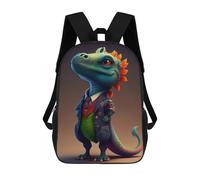 sinyumoney 3D Printed Children Stylish Dinosaur in Suit Rucksacks Fashion Casual Daypack Cute Travel Bags Outdoor Casual Daypack for Boy And Girl 17inch