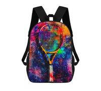 sinyumoney 3D Printed Children Tennis Racket Abstract Art Rucksacks Fashion Casual Daypack Cute Travel Bags Outdoor Casual Daypack for Boy And Girl 17inch
