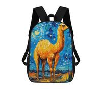 sinyumoney 3D Printed Children The Starry Night Camel Rucksacks Fashion Casual Daypack Cute Travel Bags Outdoor Casual Daypack for Boy And Girl 17inch