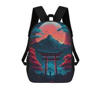 sinyumoney 3D Printed Children Torii Gate Under A Full Moon -2 Rucksacks Fashion Casual Daypack Cute Travel Bags Outdoor Casual Daypack for Boy And Girl 17inch