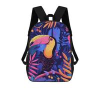 sinyumoney 3D Printed Children Toucan Abstract Flat Rucksacks Fashion Casual Daypack Cute Travel Bags Outdoor Casual Daypack for Boy And Girl 17inch