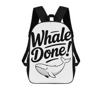 sinyumoney 3D Printed Children Whale Done! Pun Illustration Rucksacks Fashion Casual Daypack Cute Travel Bags Outdoor Casual Daypack for Boy And Girl 17inch