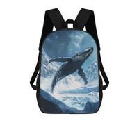 sinyumoney 3D Printed Children Whale Leaping Over Mountains Rucksacks Fashion Casual Daypack Cute Travel Bags Outdoor Casual Daypack for Boy And Girl 17inch