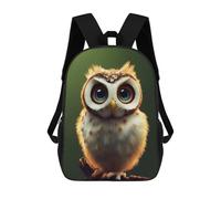sinyumoney 3D Printed Children Whimsical Owl Portrait Rucksacks Fashion Casual Daypack Cute Travel Bags Outdoor Casual Daypack for Boy And Girl 17inch