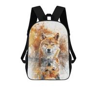 sinyumoney 3D Printed Children Wolf Reflection Watercolor Rucksacks Fashion Casual Daypack Cute Travel Bags Outdoor Casual Daypack for Boy And Girl 17inch
