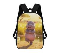 sinyumoney 3D Printed Children Yoga Hippo in Nature Rucksacks Fashion Casual Daypack Cute Travel Bags Outdoor Casual Daypack for Boy And Girl 17inch
