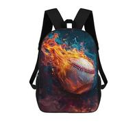sinyumoney 3D Printed Children's 17inch Abstract Baseball Flames School Backpack High Capacity Travel Book School Bags for Boys Elementary And Middle School Students