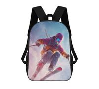 sinyumoney 3D Printed Children's 17inch Action-Packed Ski Adventure School Backpack High Capacity Travel Book School Bags for Boys Elementary And Middle School Students