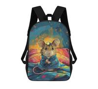 sinyumoney 3D Printed Children's 17inch Adventure Mouse with Headlamp School Backpack High Capacity Travel Book School Bags for Boys Elementary And Middle School Students
