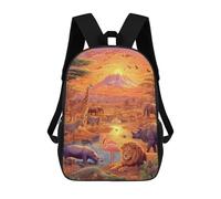 sinyumoney 3D Printed Children's 17inch African Safari Sunset-1 School Backpack High Capacity Travel Book School Bags for Boys Elementary And Middle School Students