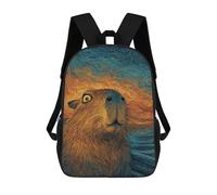 sinyumoney 3D Printed Children's 17inch Amazonian Capybara Portrait School Backpack High Capacity Travel Book School Bags for Boys Elementary And Middle School Students