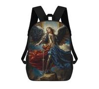 sinyumoney 3D Printed Children's 17inch Archangel Gabriel School Backpack High Capacity Travel Book School Bags for Boys Elementary And Middle School Students