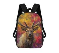 sinyumoney 3D Printed Children's 17inch Autumn Elk Portrait Print School Backpack High Capacity Travel Book School Bags for Boys Elementary And Middle School Students