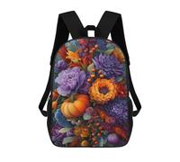 sinyumoney 3D Printed Children's 17inch Autumn Harvest Bouquet School Backpack High Capacity Travel Book School Bags for Boys Elementary And Middle School Students