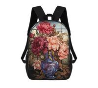 sinyumoney 3D Printed Children's 17inch Backpack Abstract Stained Glass Travel Lightweight School Bag Fashion Backpack for Kids School Students