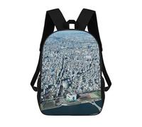 sinyumoney 3D Printed Children's 17inch Backpack Aerial View of Tokyo Cityscape Travel Lightweight School Bag Fashion Backpack for Kids School Students