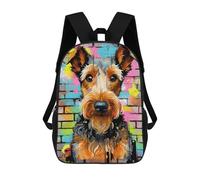 sinyumoney 3D Printed Children's 17inch Backpack Airedale Terrier Graffiti Travel Lightweight School Bag Fashion Backpack for Kids School Students