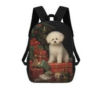 sinyumoney 3D Printed Children's 17inch Backpack Bichon Frise Dog Travel Lightweight School Bag Fashion Backpack for Kids School Students