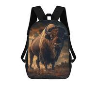 sinyumoney 3D Printed Children's 17inch Backpack Bison’s Stance Travel Lightweight School Bag Fashion Backpack for Kids School Students
