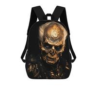 sinyumoney 3D Printed Children's 17inch Backpack Black And Gold Old Man Travel Lightweight School Bag Fashion Backpack for Kids School Students